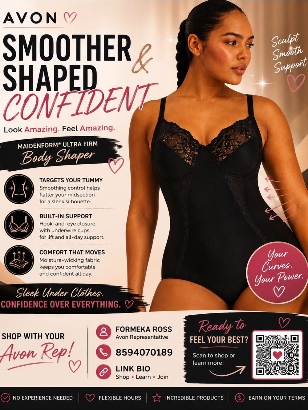 Avon Black Lace Underwire Body Shaper